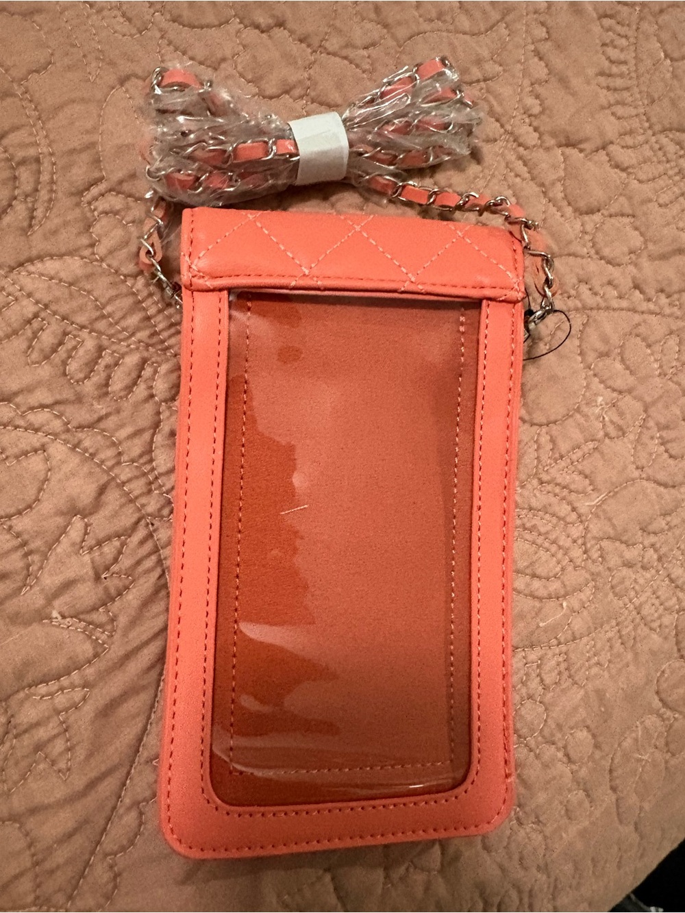 Badgley Mischka Quilted Red Crossbody Phone Pouch with Chain - Picture 6 of 6